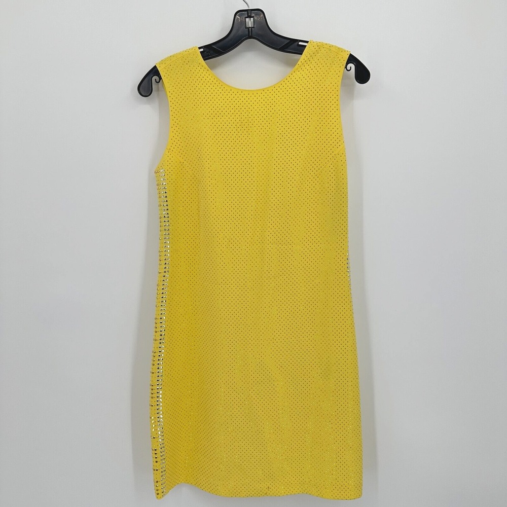 Versace H&M Mini Dress Womens 8 Silk Studded‎ Yellow Sheath Backless Zip Up NWT